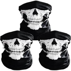 3 PCS Skull Ski Mask for Adults,Breathable Ghost Face Balaclava with Skeleton Jaw for Halloween, Motorcycle, Snowboard,Outdoor Activities