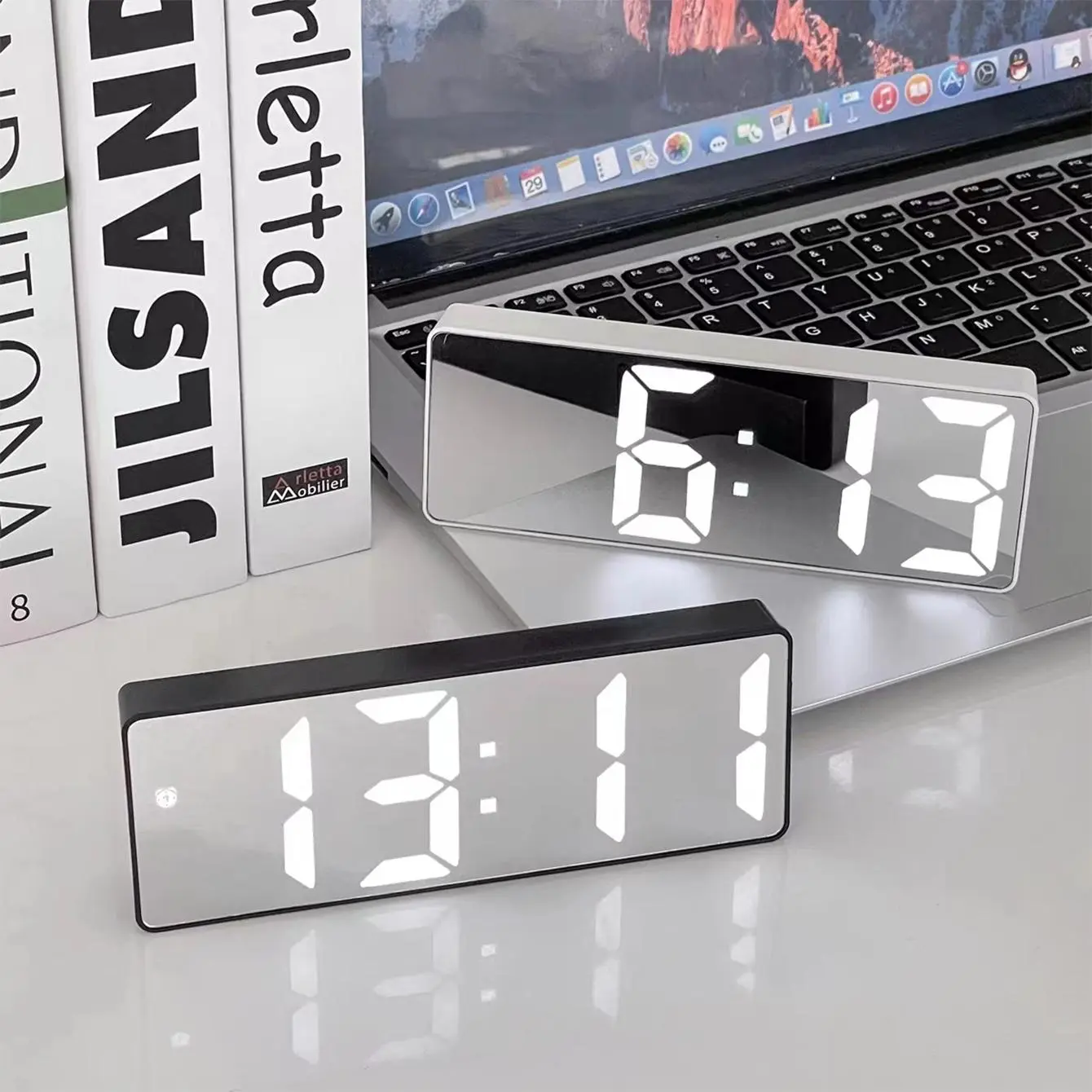 LED Digital Alarm Clocks with Temperature Display, Voice Control & Battery Operated, 12/24 Hour Format, Small Bedroom Decor (Batteries Not Included), Home Decor, Creative Digital Clock