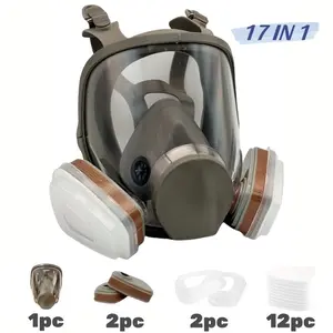 Reusable Anti-Fog Toxic Dust Mask with Filter, Full Face Protection, Gas, Dust, Poison, Spray Painting Chemicals, DIY Crafts