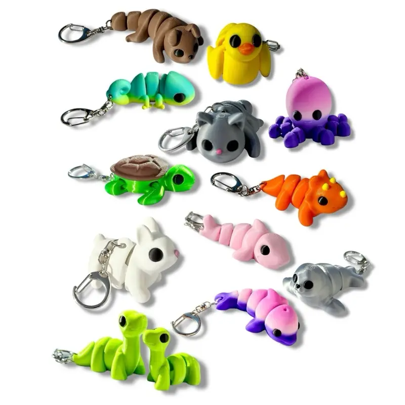 Figurine Animal Keychain & Micro Mini pet pocket buddy - 3D Printed Design for Keys & Bags, Available in Various Colors, Perfect for Easter Baskets