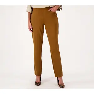 Susan Graver Tall Smart Ponte Knit Slim Leg Pant