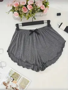 Gray Solid Color Minimalist Shorts Lounge Shorts For Women,Summer Lightweight Sleep Shorts