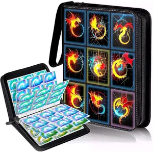 Card Binder-9 Pocket,trading card binder 50 Removable Sleeves,900 Pockets Card Holder Album,PU surface is waterproof and wear-resistant trading card file,Collecting tcg binder cards(Dragon A)