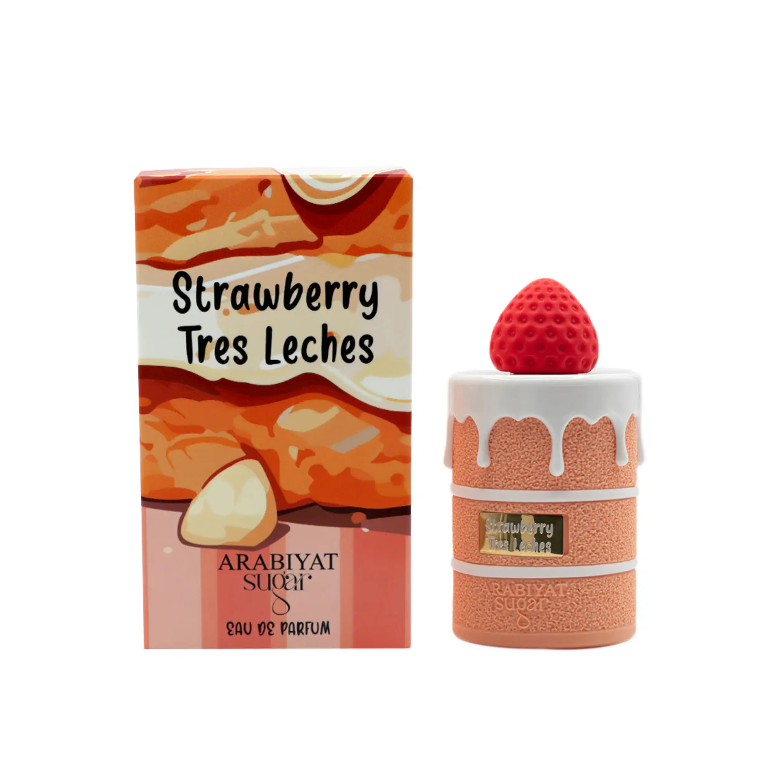 Arabiyat Sugar Strawberry Tres Leches Eau De Parfum, Women's Fragrance Perfumes, Fruity Gourmand-Floral Scent, 3.4fl.oz Single Item, Candy Perfume, Caramel Perfume