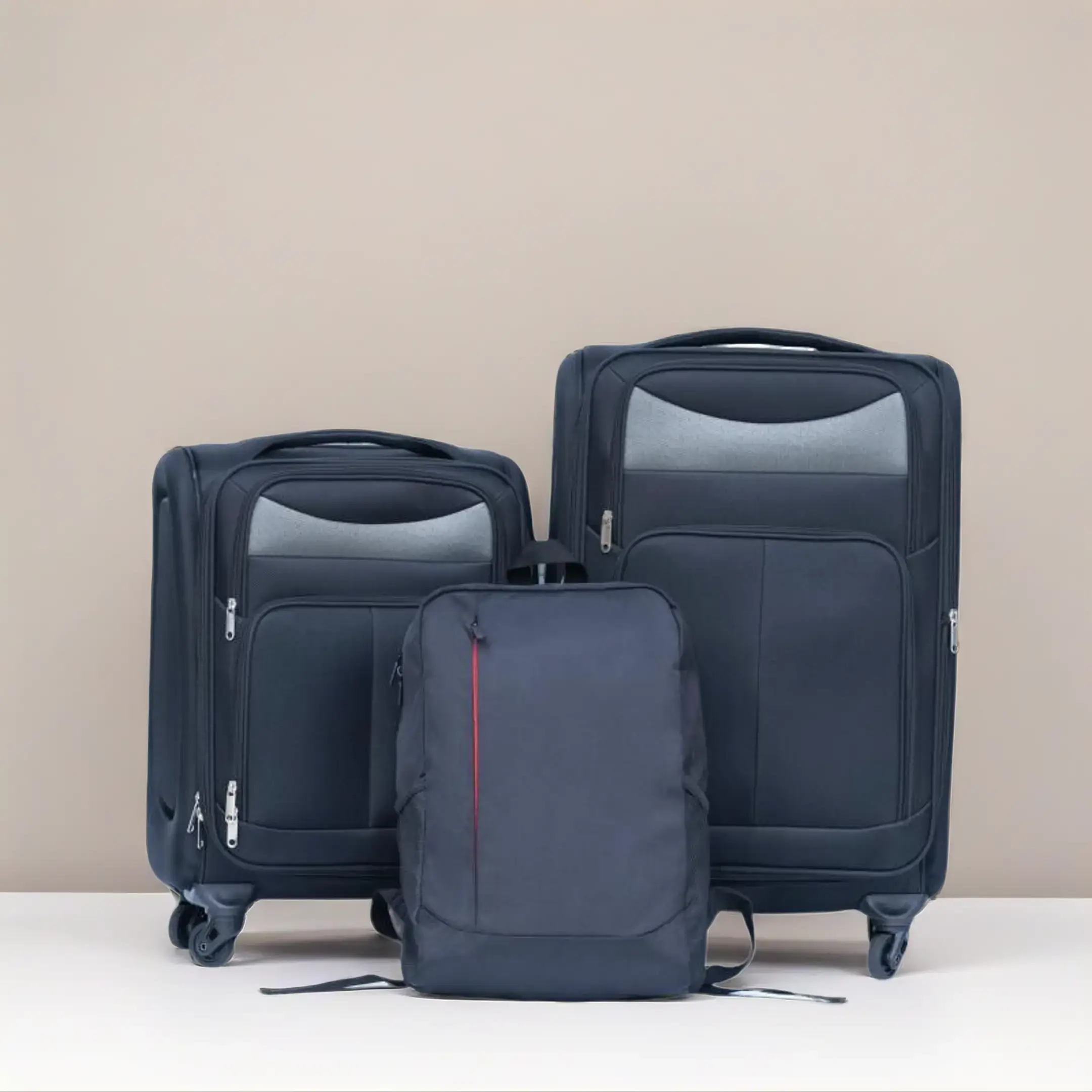 Oxford Fabric 20+24 Inch Luggage Set & Waterproof Cloth Backpack Travel Gear for Adults - Soft-Hard Combination Rolling Luggage, No Password Lock, Quiet Smooth Roll, Double Zipper, Universal Wheels, Lightweight, Leakproof