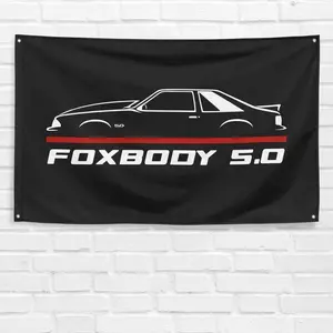 Mustang Foxbody 5.0 Cowl Enthusiast 3x5 ft Flag Banner Decor Decorative durable room decoration bar university dormitory bedroom wall art Light Peach Wall Decor