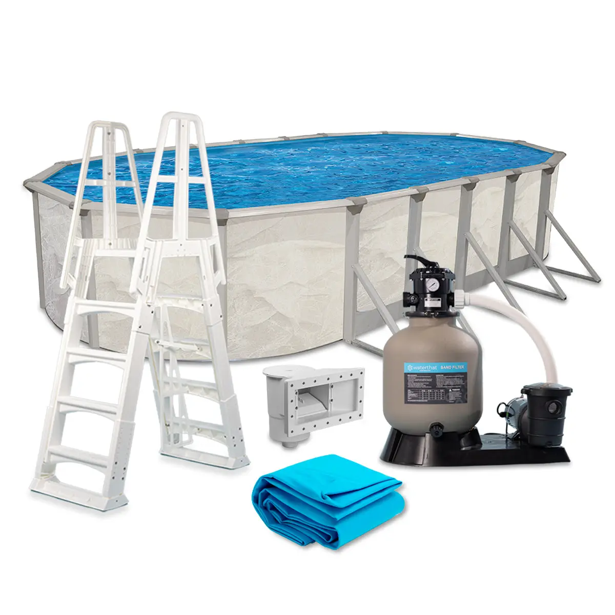 12' X 24' Oval Boulder Above Ground Pool Package, 52" Wall