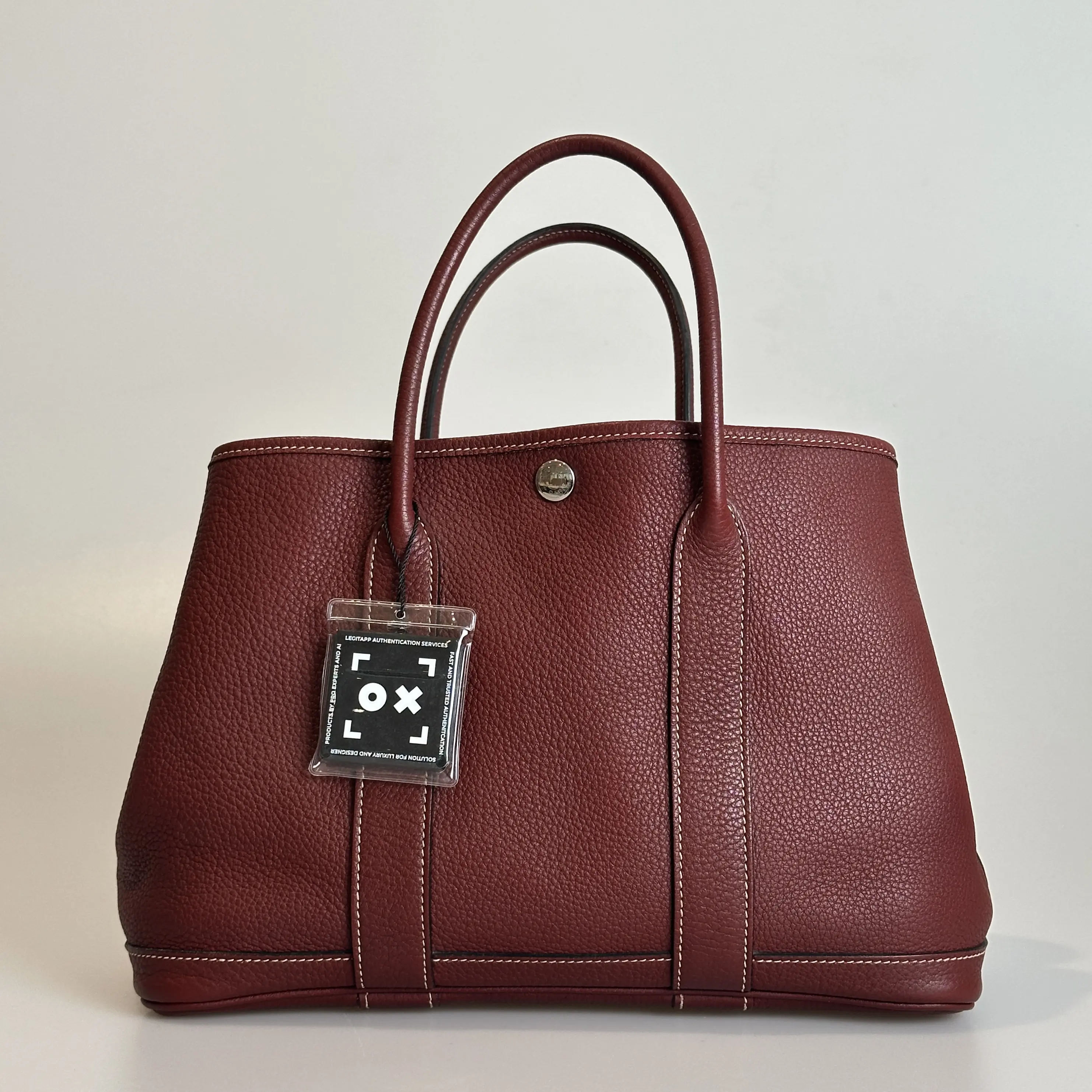 Pre-owned HERMÈS Taurillon Clemence Top Handle Bag Garden Party 30 Bordeaux Silver Tone Hardware 57440015