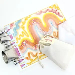 Squiggles & Swirls Piping Practice Kit with 5 Nozzles, 8 Piping Bags, Reusable Practice Sheet, & Free Video Guide Modern Cake Decorating Bakeware Gift Idea