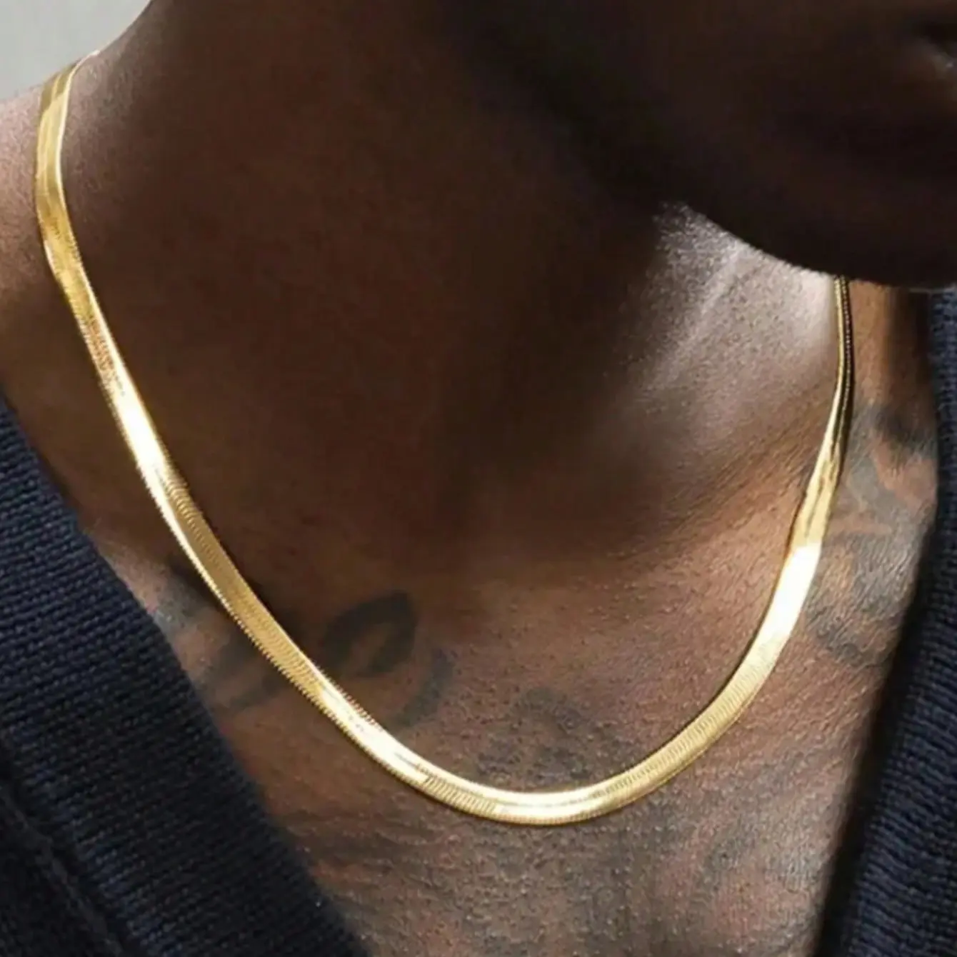 MaxBling81 Unisex Herringbone Chain Necklace in Gold or Silver Plated Stainless Steel, Hip Hop Style Jewelry, 2-5mm, 18"-24" Lengths, Fashion Chain Decorated, Chains
