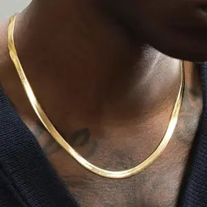 Stainless Steel Herringbone Gold / Silver Plated 2mm to 5mm 18" 20" 24" Chain Necklace For Men, Women, Unisex