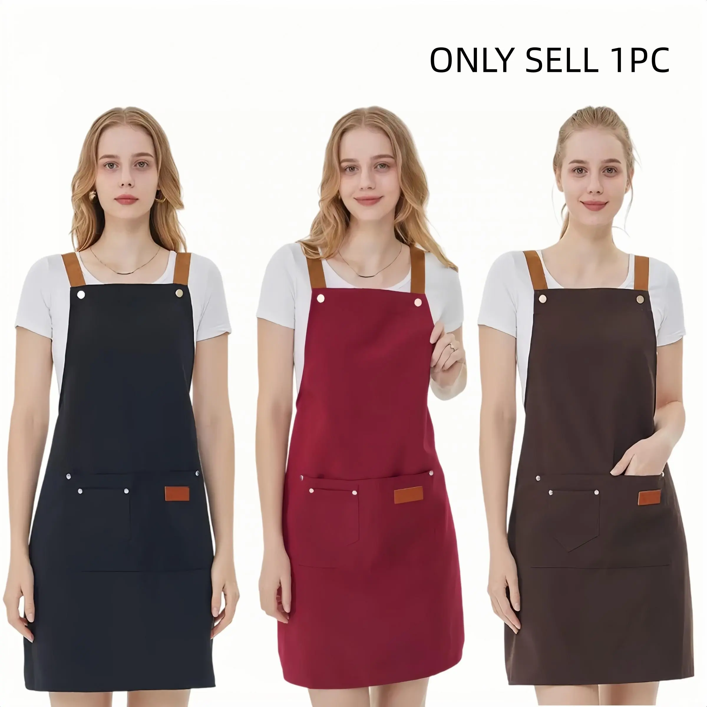 1PCS/3PCS Adjustable Apron Set for Kitchen & Restaurant Use, Durable Chef Uniforms for Coffee Shops & BBQ Restaurants, Wholesale Bulk Options Available, Kitchen Cooking Aprons