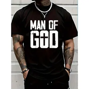 Women's 100% Cotton "Man Of God I Jesus" Graphic T-Shirt, Casual Top for Daily Wear, Tshirt