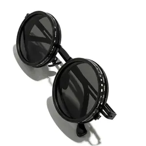 polarized glasses men's sunglasses Black Round Polarized Sunglasses - UV400 UV-Protection Lens, Retro Steampunk Style, Lightweight Titanium Full Rim Metal Alloy Eyewear, Gift Box Set for Outdoor Activities, Men's Adults' Accessories