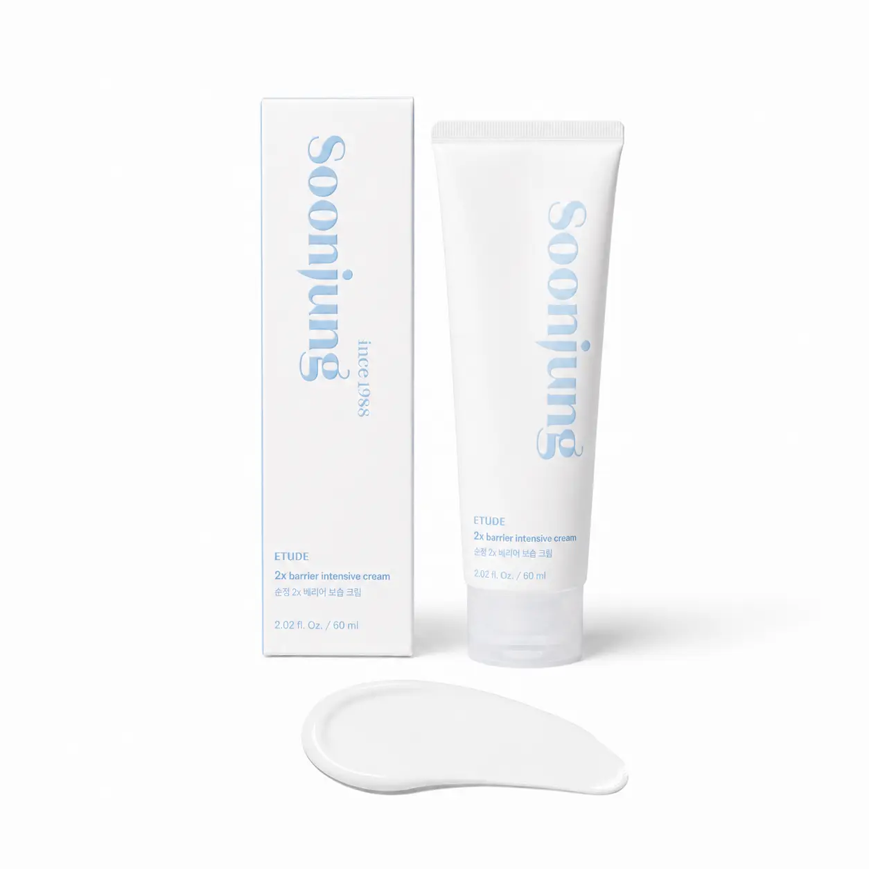 [ETUDE] SoonJung 2x Barrier Intensive Cream 60ml – Hydrating Vegan Moisturizer for Sensitive Skin