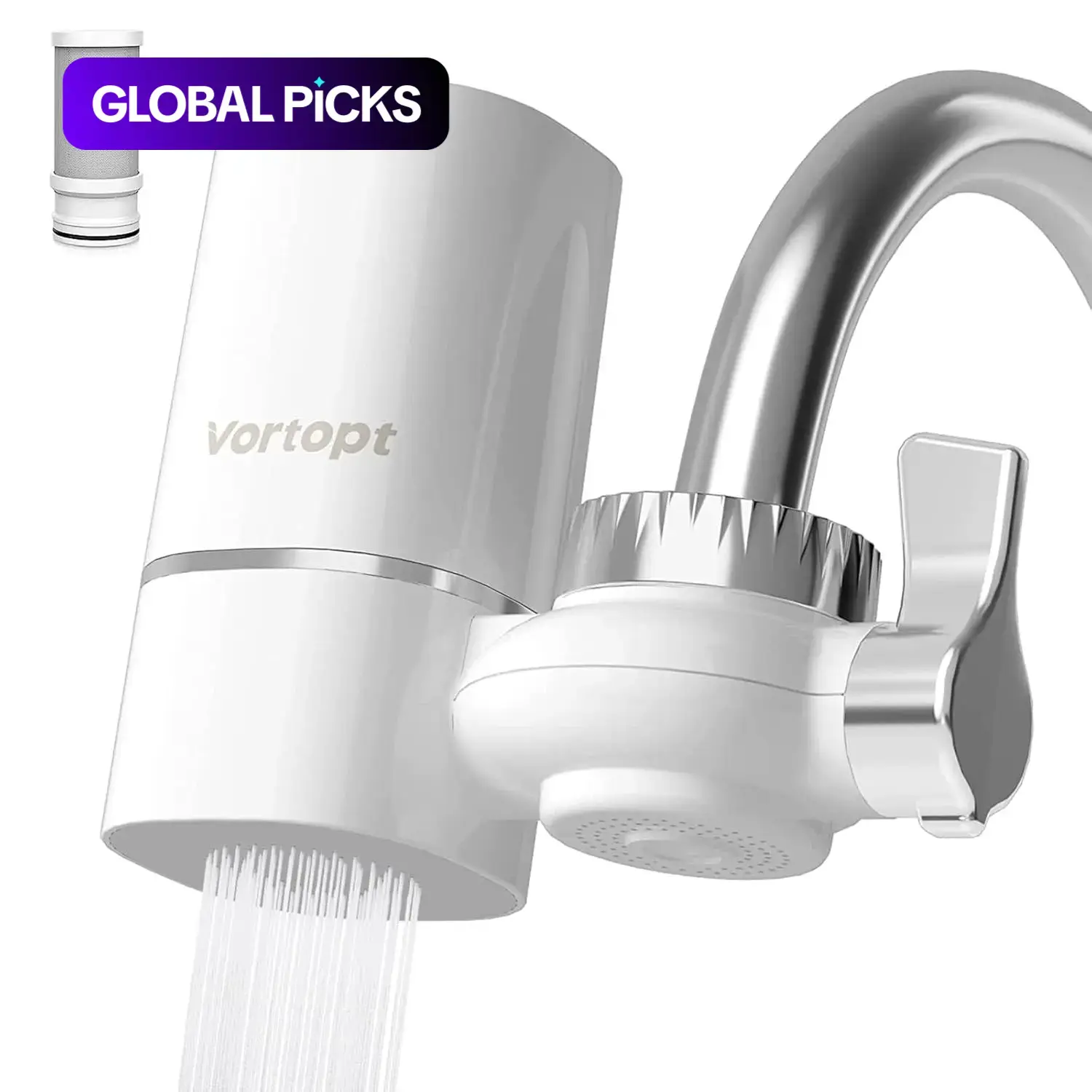 Sink Faucet Water Purifier, Water Filter For Sink, 400G Quick-Flow Home Water Filtration System with NSF-Certified Chlorine Reduction, Single-Cartridge Taste-Improving Automatic Home Water Filter #GLOBAL PICKS