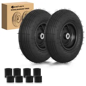 Yesker 4.00-6" Durable Pneumatic Air-Inflated Tires & Wheels Replacement (2 Pack), 13" Tire Wheel with 5/8" Axle Bore, Load Control & Traction for Wheelbarrow, Gorilla Cart, Father's Day Gift