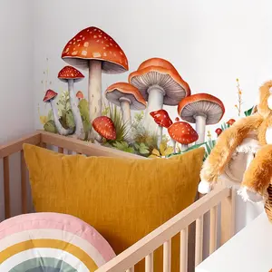 A mushroom forest wall sticker for living room, bedroom, room decoration self-adhesive wall sticker Decorative Wall Sticker Home Decor Decoration Items (MS7126-YC)