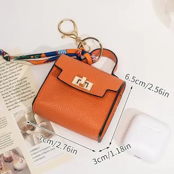 Mini Square Bag Pendant Keychain, Premium Leather with Colorful Strap, Cute Car Keychain & Bag Charm Accessory