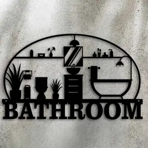 Bathroom Sign, Metal Signs, Decorative Metal Wall Art, Decorative Plaque, Bathroom Decor, Home Decor, Modern Hanging Decor, Wall Hanging Decor for Home Bathroom, Bathroom Decorations