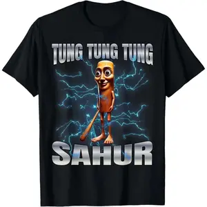 🌙[100% Cotton]Cotton Unisex Tung Tung Tung Sahur Graphic Tee – Funny Ramadan Eid T-Shirt for Women & Teens, Casual Short Sleeve Summer Top, Comfortable Lightweight Cotton, Trendy Muslim Holiday Outfit, Perfect Gift for Iftar, Sahur & Eid Celebrations"
