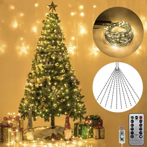 SUNNYGLADE 200 LED 6.6FTx10 Christmas Tree String Lights 8 Modes LED Fairy String Lights USB Powered with Remote Control for Christmas Tree Wedding Party Home Decoration