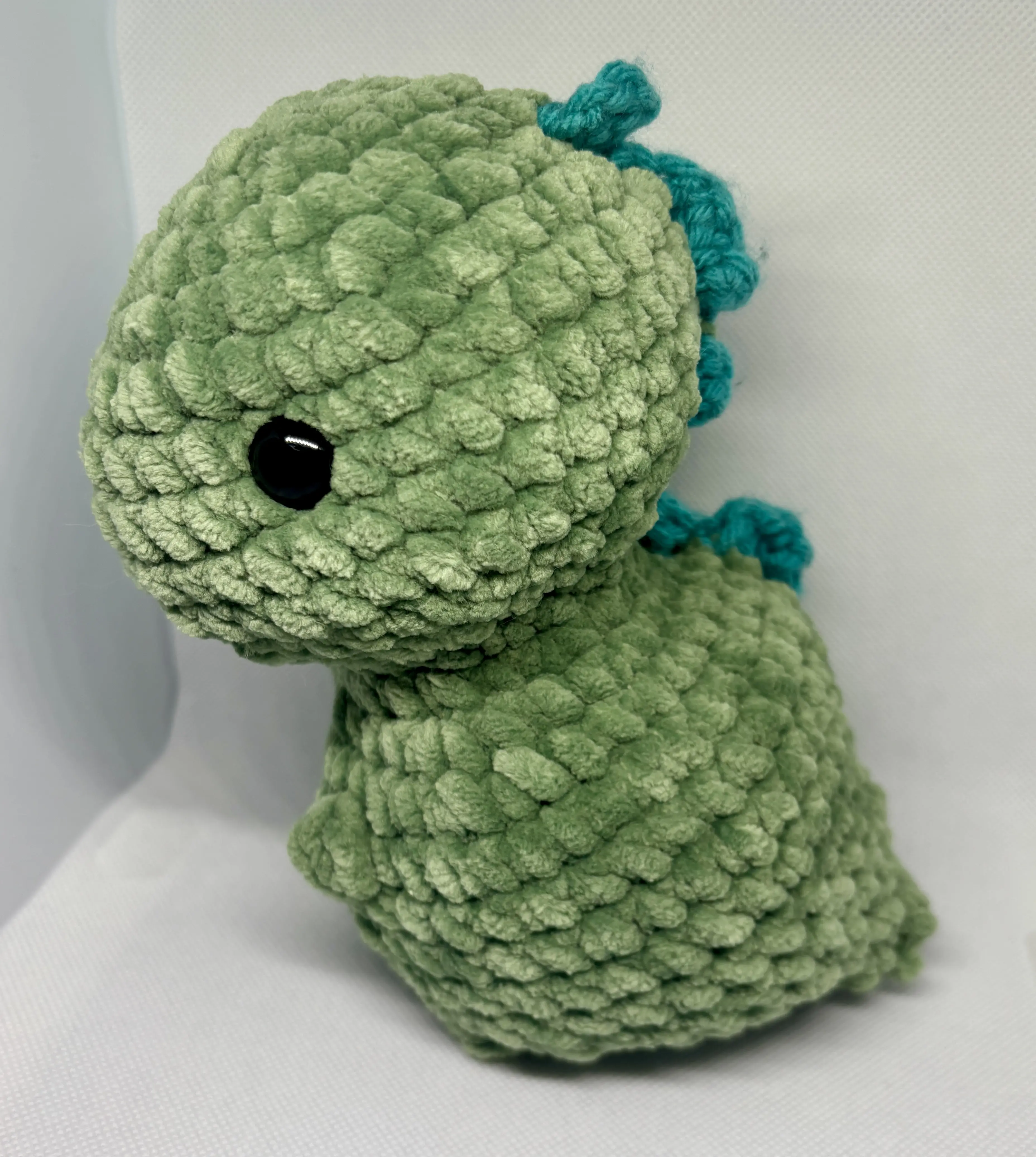 Tiny Diny Handmade Crochet Plushies in Chenille Yarn Soft & Comfortable for TT Live Streamers Green Dinosaur