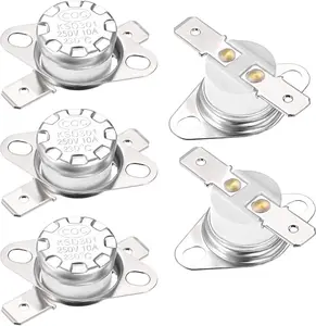 KSD301 Thermostat 230°C/446°F 10A Normal Closed N.C Adjust Snap Disc Temperature Switch for Microwave,Oven,Coffee Maker 5pcs,Ceramic Material