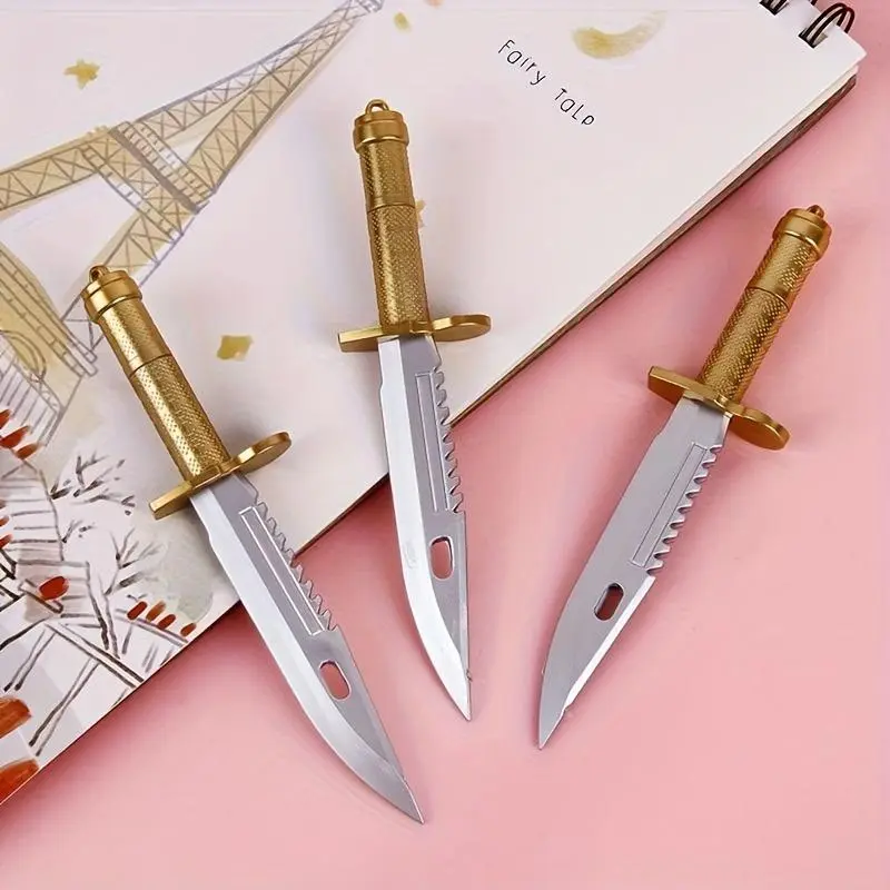 4/8/12 dagger-shaped ballpoint pens, 0.5mm fine tip, black ink, unique writing stationery for students, office, Writing Tools, Stationery Office Supplies