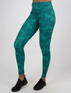Women's Teal T-Flex Compression Leggings, Polyester-Spandex Blend, for Workout & Everyday Wear