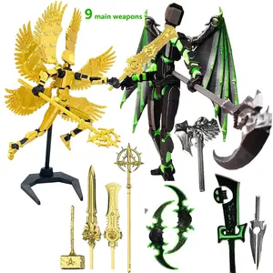 2-Set T13 Titan Multi-Jointed Action Figures, 3D Printed Unisex Angel vs Devil Justice vs Evil Detailed Models, Multi-Articular Mobile Robot Nova Dummy T-13, Durable Mechanical Flair Decor for Game Lovers, Gaming Setup Toys
