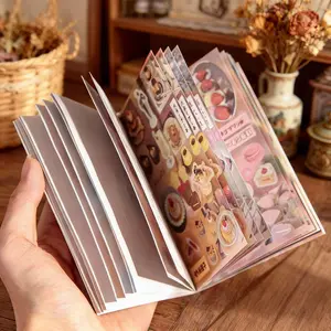 Vintage Dessert Pattern Sticker Book, Cute Sticker Book, Office Label & Sticker, DIY Decorative Sticker Book for Phone Case Water Bottle