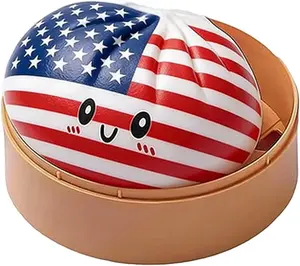 Glitter Dumpling Squishy,Jumbo Dumpling Squeeze Stress Toys Patriotic USA Flag Slow Rising Squeeze Toys for Relaxation Relief Party Favor 4Th of July Decor,United States