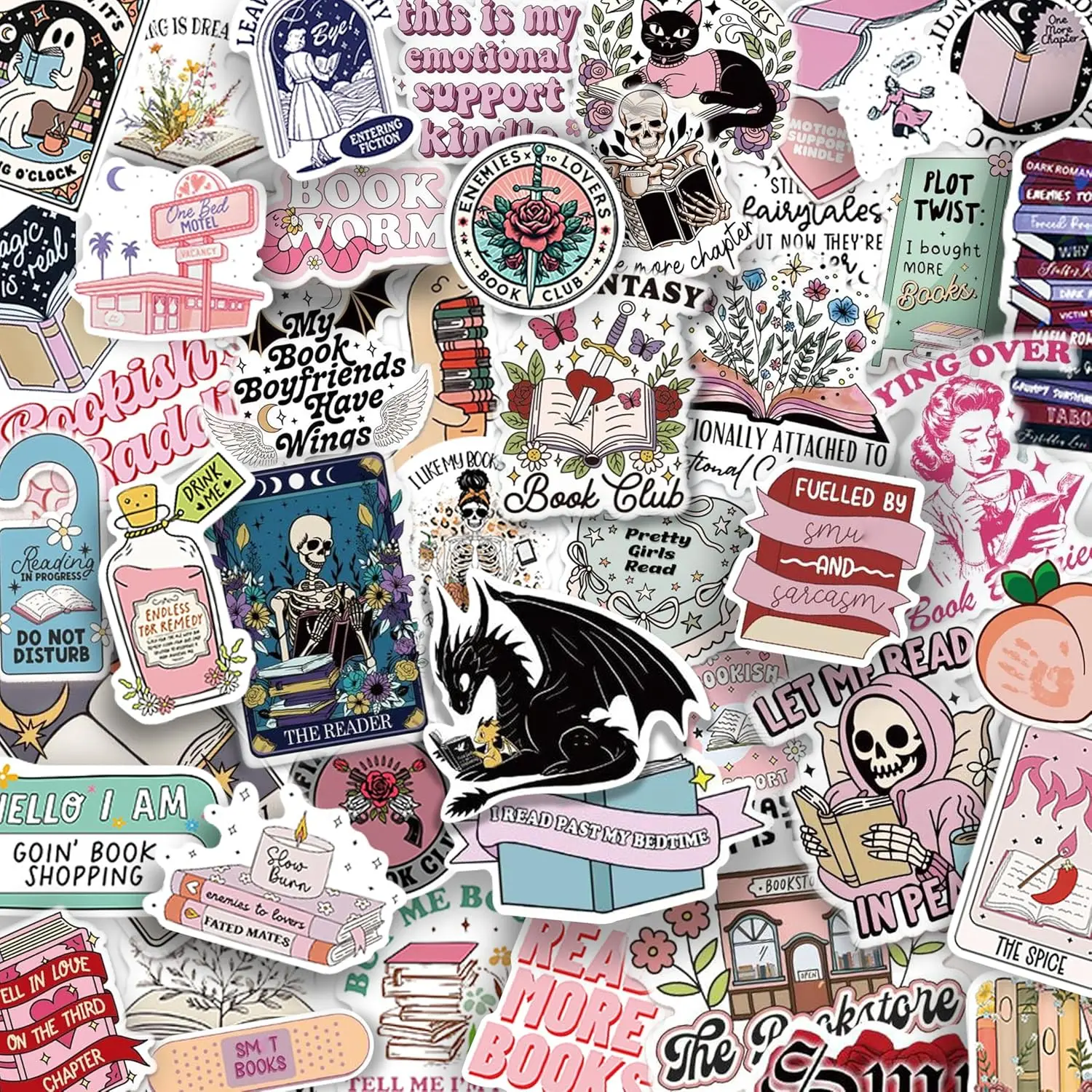 200 PCS Holographic Bookish Vinyl Stickers for Adults - Waterproof Aesthetic Decals for Kindle, Laptop, Water Bottles, Ebook Readers - Ideal Gifts for Booktok Enthusiasts