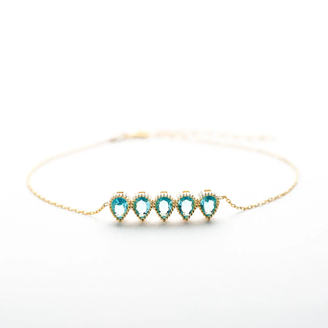 Drop Shape Birthstones Bracelet