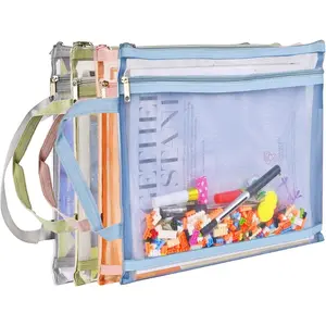 Colored Mesh Zipper Pouch Bags, Double-Layer Nylon Puzzle Storage, Organization Solution for Toys, , and  (4)
