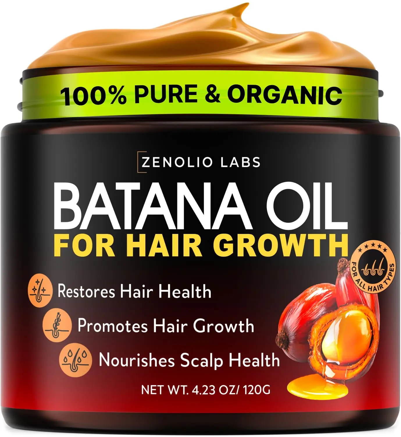Organic Batana Oil for Hair Growth - 100% Pure & Unrefined - Raw Natural Dr. Sebi Botana Oil - Strengthens, Thickens & Hydrates - Repairs Split Ends - Prevents Hair Loss - Perfect for Men & Women