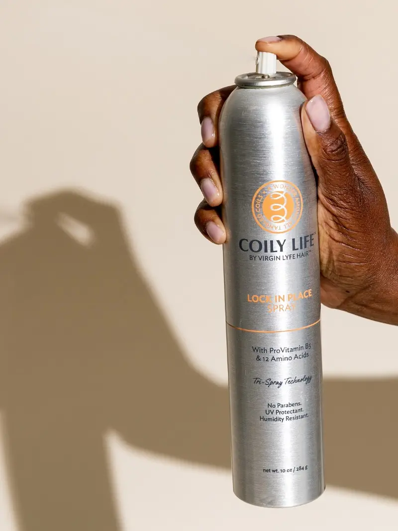 Coily Life Lock In Place (Holding) Hair Spray Tri-Spray 3 level holding spray