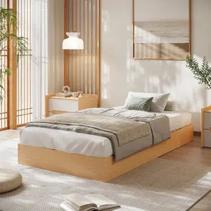 Garvee Twin Size Wood Platform Bed Frame with Wood Slat Support, Fully Floor-Standing Design, No Box Spring Needed, Modern Minimalist Style, Easy Assembly, and No Headboard