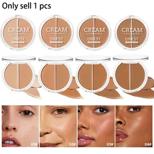 Dual Color Foundation Concealer Palette Wheat Tone Brightening Natural Sculpted Long-Lasting Base Contouring No Smudge Suitable for Even Skin Tone
