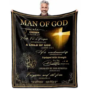 BDASWLY Christian Bible Verse Prayer Blanket for Men - Catholic Spiritual Faith Gift, Available in 30"x40", 40"x50", 50"x60", 60"x80" Sizes