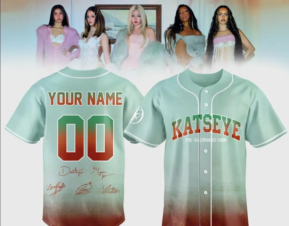 Custom Streetwear Women's KATSEYE The Wildworld Tour Signature Jersey |  Baseball Jersey, Cute Doodle Design Outfit, Gift for Fans