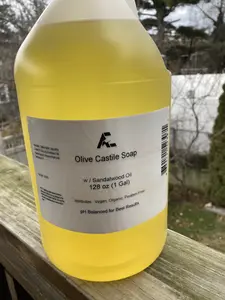 Handmade Organic Sandalwood Castile Soap 1 Gallon 128 oz Oils for All Skin Types Vegan Organic Paraben-Free