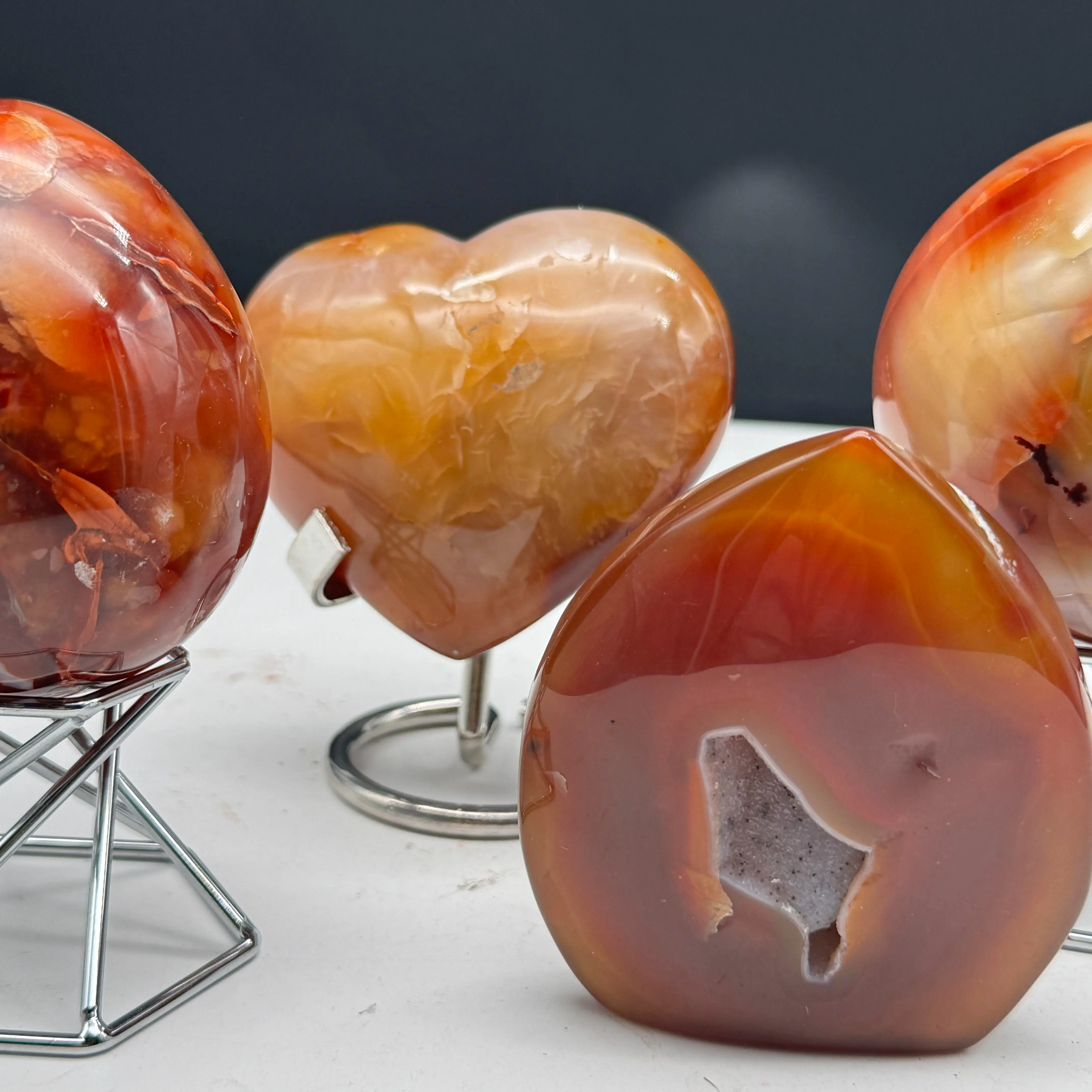 7) Carnelian Crystals - Natural Stones, Intuitively Chosen | Crescent Cast