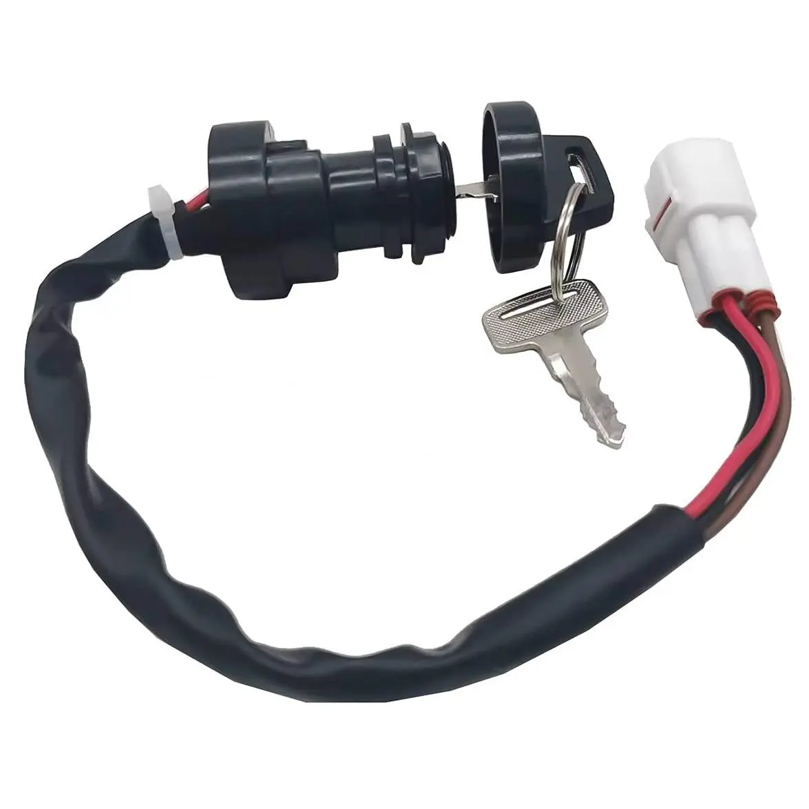 Motorcycle Ignition Key Switch Entry Lock - 4 Terminals Replacement Part with 2 Keys for Yamaha YFM Raptor 80 (2002-2008)