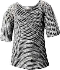 Medieval Warrior Haubergeon Chainmail Shirt Replica Armor Shirt, Silver