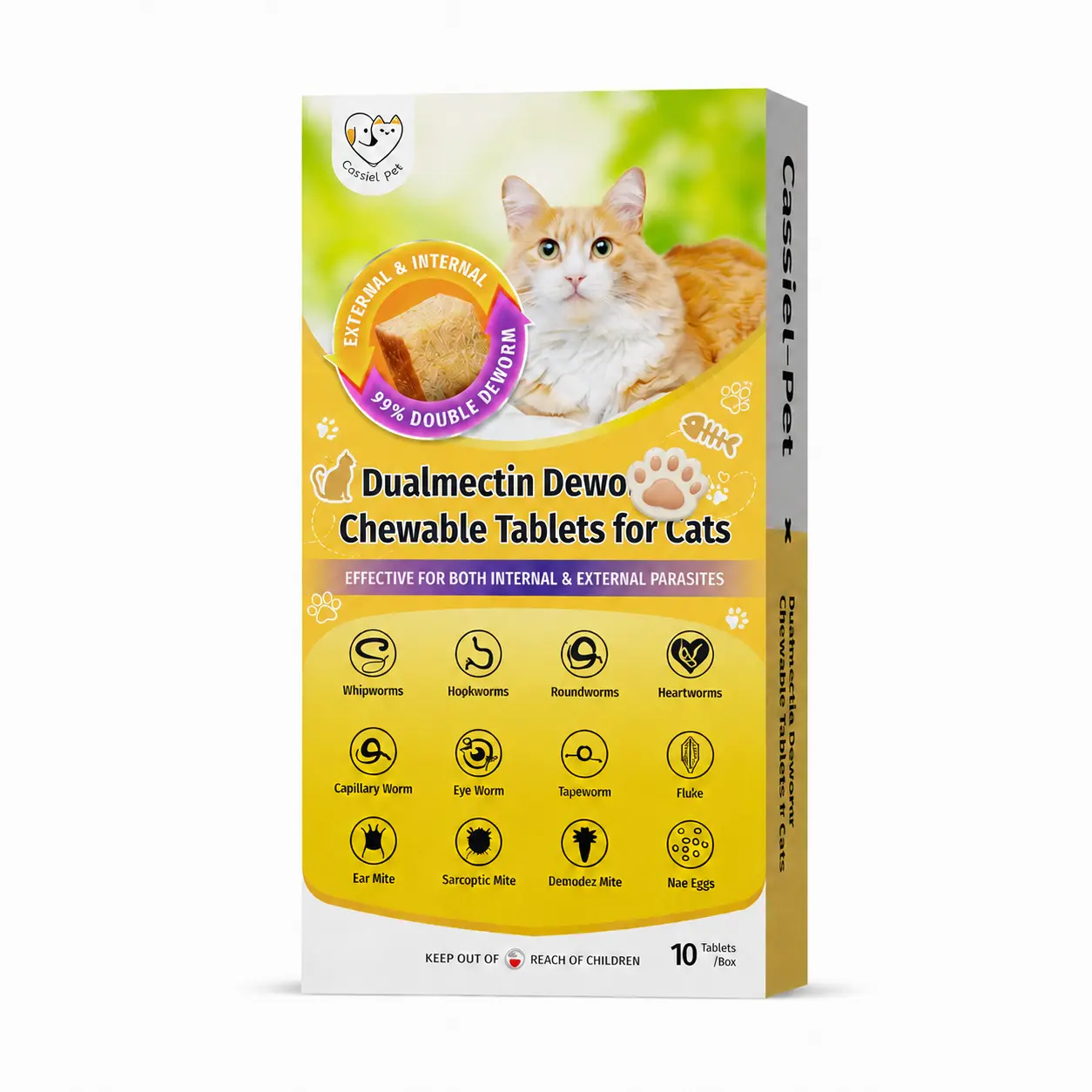 Cassiel Pet Cat Care Chews, Easy to Feed, Skin & Coat Support, Herbal Formula, Digestive Wellness, ChickenFlavor