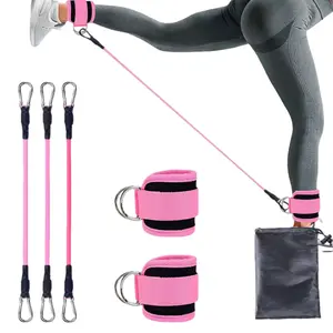Ankle Resistance Bands for Home Gym Workouts Set of 5 with Comfortable Durable Attachments for Muscle Training Equipment