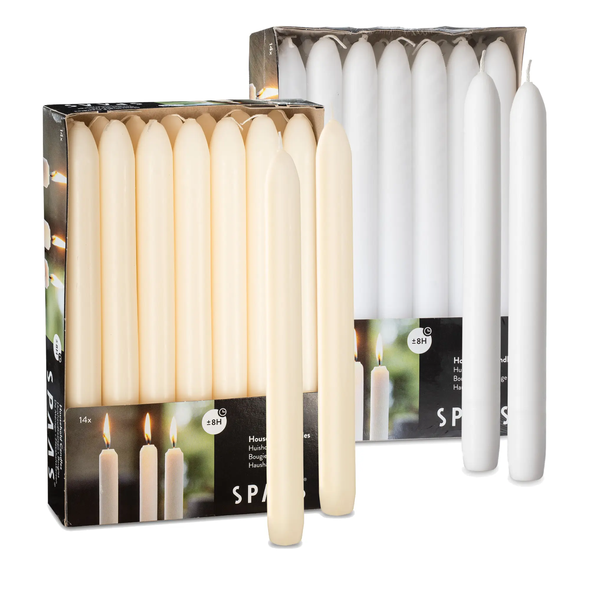 Tribello 9-in Tapered Paraffin Wax Candles Set, 14-Pack Unscented Premium Cozy Candlesticks, 8-Hour Burn Time for Home Table, Room Decor & Weddings, Decorative Candles