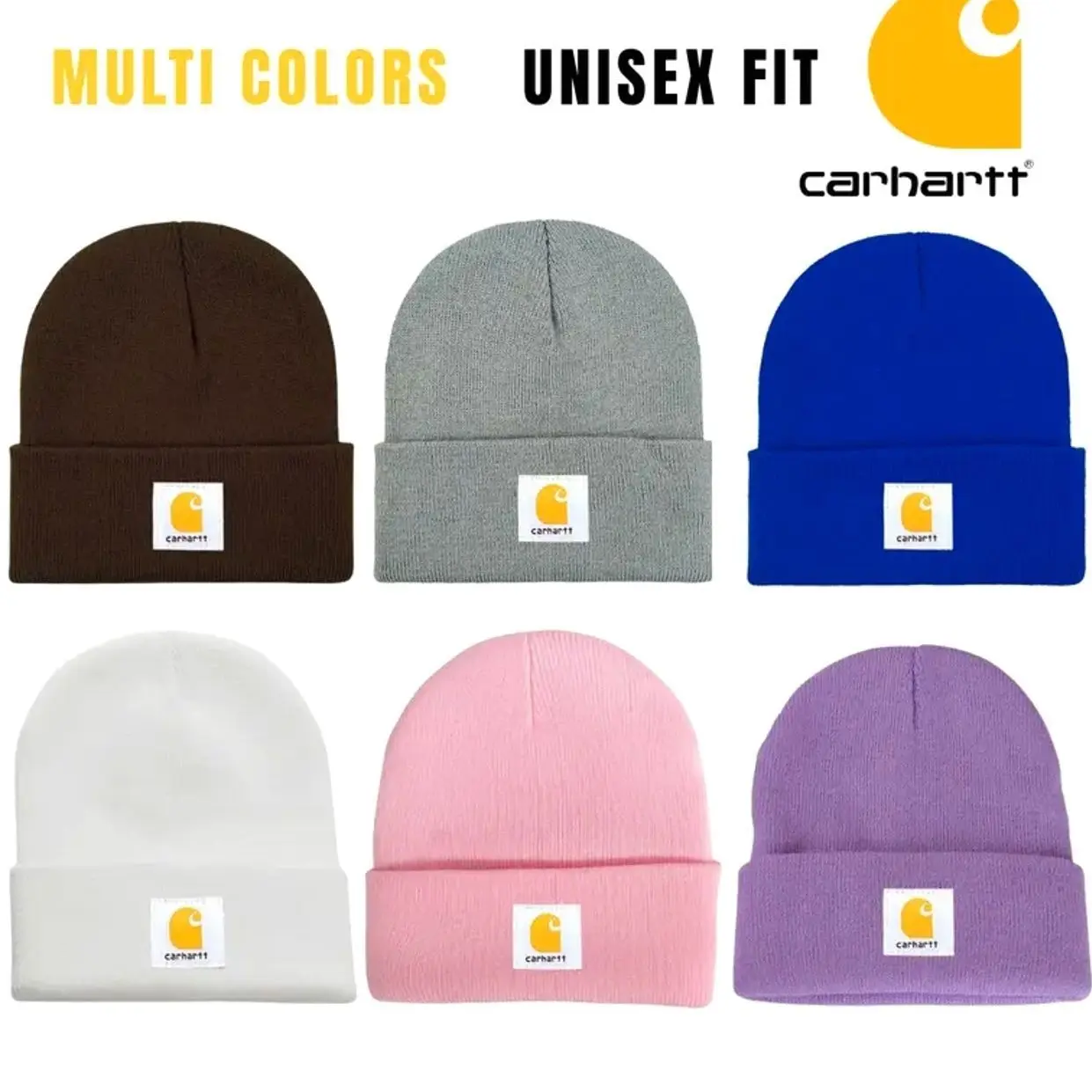 Carhartt Knit Cuffed Beanie – Unisex Winter Hat, Classic Acrylic Watch Cap with Signature Logo Patch, Warm Soft Stretch Skull Cap for Men Women, Cold Weather Outdoor Beanie, Multi Colors